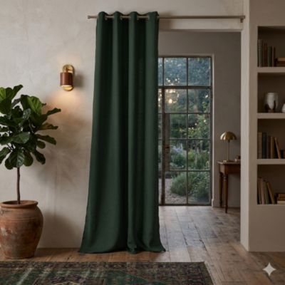 Rideau pailleté tamisant à œillets vert L. 140 x H. 260 cm Rocle Précieux