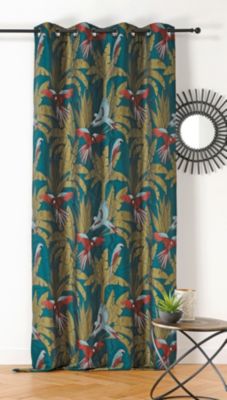 Rideau perruche en polyester Linder L.140 x H.250 cm bleu bleu