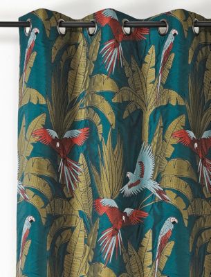 Rideau perruche en polyester Linder L.140 x H.250 cm bleu bleu