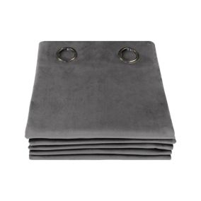 Rideau phonique thermique occultant velours Gris Stratus 130x260