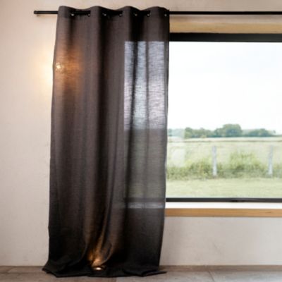 Rideau poly-lin à œillets (140x260 cm - Gris anthracite)