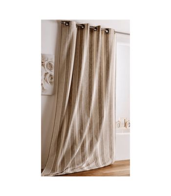 Rideau rayé toile à matelas - 145x265cm - Naturel