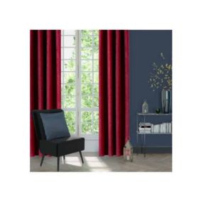 Rideau rouge aspect velours - 145x260cm - Rouge