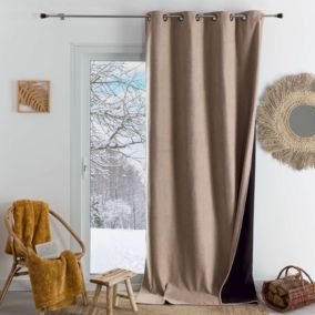 Rideau semi occultant phonique thermique KONFOR (140x180 cm - Beige)