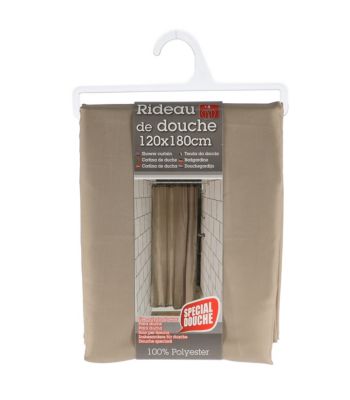 Rideau spécial douche Taupe 120 x 180 cm anneaux inclus