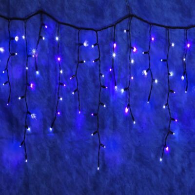Rideau stalactites guirlande lumineuse extérieur 200 leds animées bleues - HOMEA - Rideau guirlande lumineuse led Bleu Noir