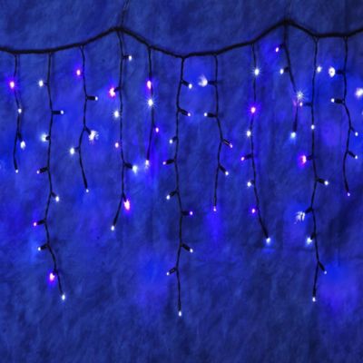 Rideau stalactites guirlande lumineuse extérieur 200 leds animées bleues - HOMEA - Rideau guirlande lumineuse led Bleu Noir