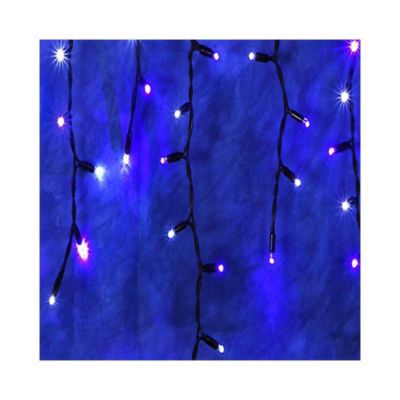 Rideau stalactites guirlande lumineuse extérieur 200 leds animées bleues - HOMEA - Rideau guirlande lumineuse led Bleu Noir