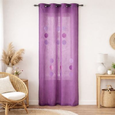 Rideau taffetas shantung à motif gros pois (140x260 cm - Prune)