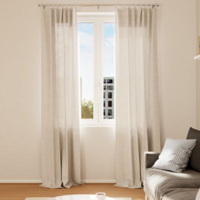 Rideau tamisant à œillets 1px imprimé géométrique beige lin l.140 x H.260cm GoodHome