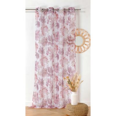 Rideau tamisant à œillets Aquarelle fleuri rose l.145 x H.260cm Linder