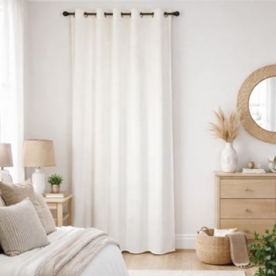 Rideau tamisant à Œillets aspect flannel écru L. 140 x H. 240 cm