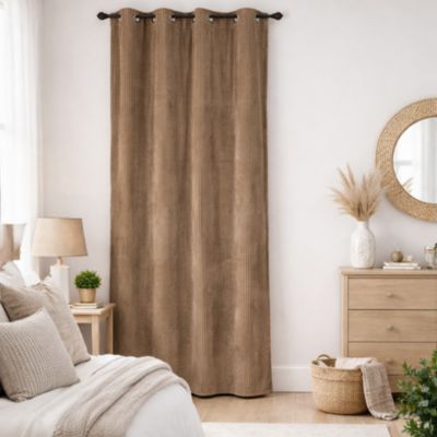 Rideau tamisant à Œillets aspect flannel taupe L. 140 x H. 240 cm