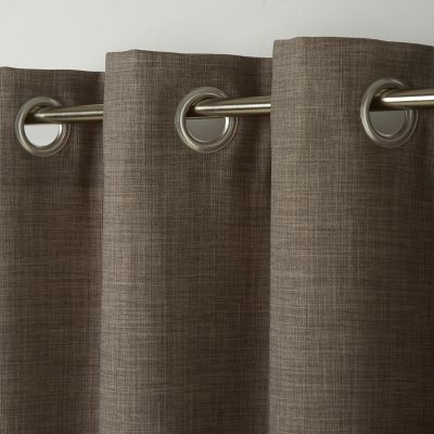 Rideau tamisant à œillets aspect lin Novan beige l.140 x H.260cm GoodHome