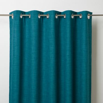 Rideau tamisant à œillets aspect lin Novan bleu l.140 x H.260cm GoodHome