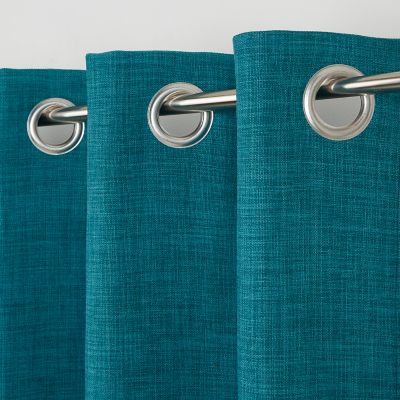 Rideau tamisant à œillets aspect lin Novan bleu l.140 x H.260cm GoodHome