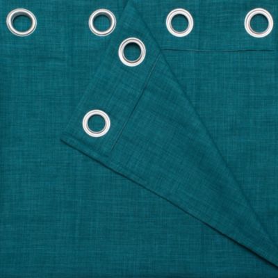 Rideau tamisant à œillets aspect lin Novan bleu l.140 x H.260cm GoodHome