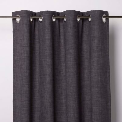 Rideau tamisant à œillets aspect lin Novan gris foncé l.140 x H.260cm GoodHome