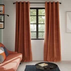 Rideau tamisant à œillets effet chenille Pahea terracotta L.260 x l.135cm GoodHome