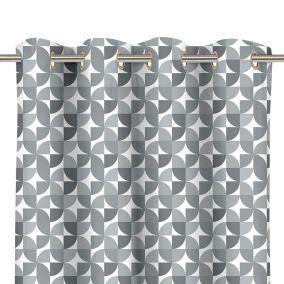 Rideau tamisant à œillets effet flammé Peca imprimé géométrique gris L.260 x l.140cm GoodHome