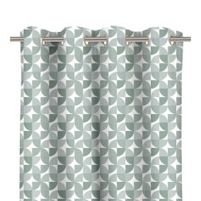 Rideau tamisant à œillets effet flammé Peca imprimé géométrique vert clair L.260 x l.140cm GoodHome