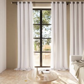 Rideau tamisant à œillets effet gaz de coton Jalna blanc L.260 x l.140cm GoodHome