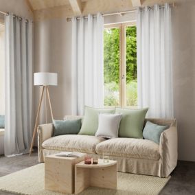 Rideau tamisant à œillets effet gaz de coton Jalna blanc L.260 x l.140cm GoodHome
