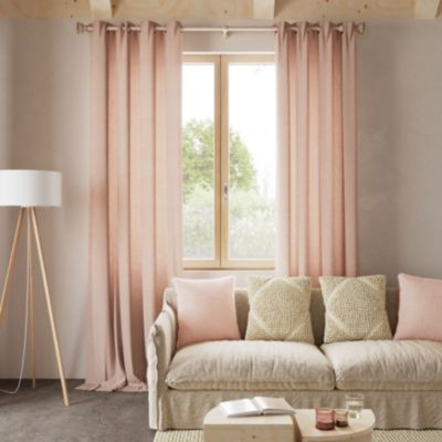 Rideau tamisant à œillets effet gaz de coton Jalna rose nude l.140 x H.260cm GoodHome