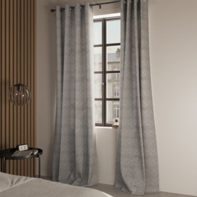 Rideau tamisant à œillets effet jacquard Jind gris clair l.140 x H.260cm GoodHome