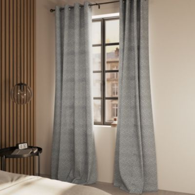 Rideau tamisant à œillets effet jacquard Jind gris l.140 x H.260cm GoodHome