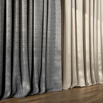 Lot De 4 Rideaux Panels Coton Jacquard Sketchbook, Couleur Latte/blé, Neufs