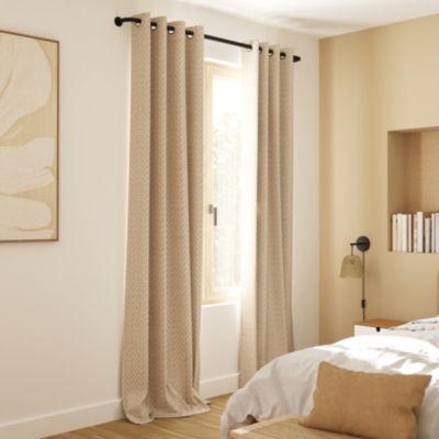Rideau tamisant à œillets effet jacquard Mafana coton jaune moutarde l.140 x H.260cm GoodHome