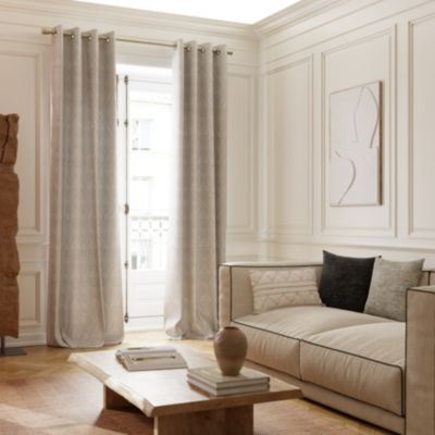 Panneau Rideau Velours Beige Scintillant 108L Misti Thomas, Doublé, Soie