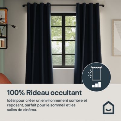 Rideau à œillets 135x260 St Trop anthracite coton - La Redoute