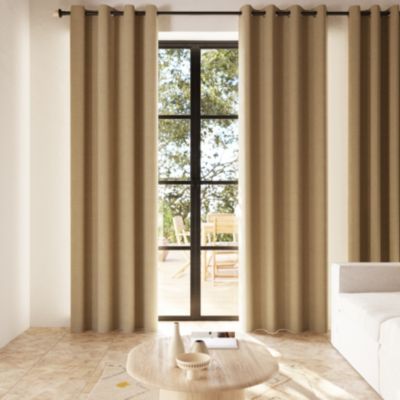 Rideau tamisant à œillets effet tissé Novan jaune l.140 x H.260cm GoodHome