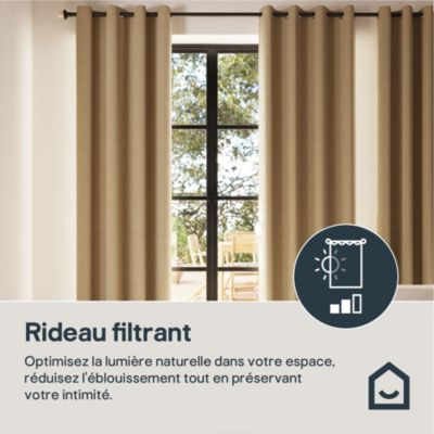 Rideau tamisant à œillets effet tissé Novan jaune l.140 x H.260cm GoodHome