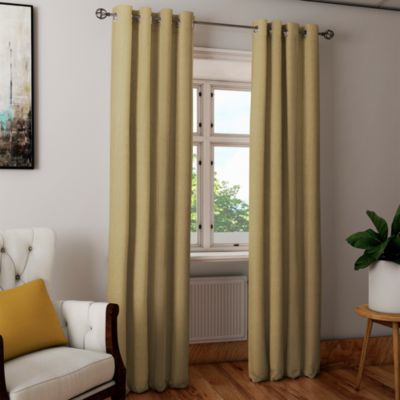 Rideau tamisant à œillets effet tissé Novan jaune l.140 x H.260cm GoodHome