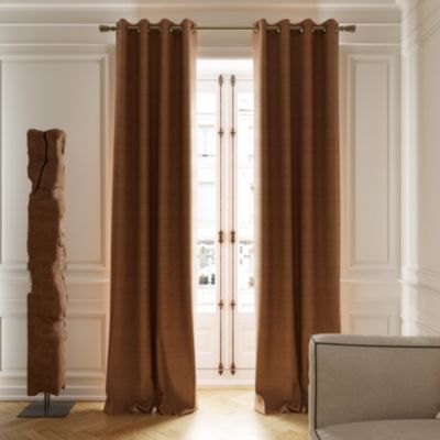 Rideau tamisant à œillets effet tissé Novan marron camel l.140 x H.260cm GoodHome