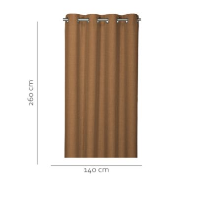 Rideau tamisant à œillets effet tissé Novan marron camel l.140 x H.260cm GoodHome