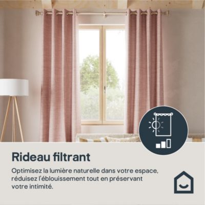 Rideau tamisant à œillets effet tissé Novan rose clair l.140 x H.260cm GoodHome