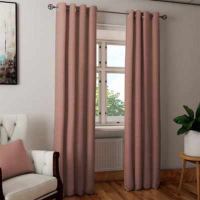 Rideau tamisant à œillets effet tissé Novan rose clair l.140 x H.260cm GoodHome