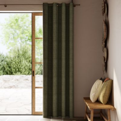 Rideau tamisant à œillets effet tissé Novan vert kaki foncé l.140 x H.260cm GoodHome