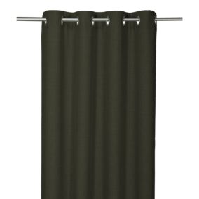 Rideau tamisant à œillets effet tissé Novan vert kaki foncé L.260 x l.140cm GoodHome