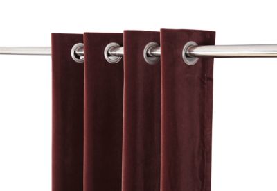 Rideau tamisant à œillets effet velours Valgreta bordeaux l.140 x H.260cm GoodHome
