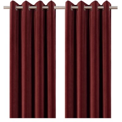 Rideau tamisant à œillets effet velours Valgreta bordeaux l.140 x H.260cm GoodHome