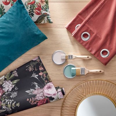 Rideau tamisant à œillets effet velours Valgreta vieux rose l.140 x H.260cm GoodHome