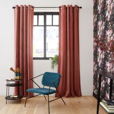 Rideau tamisant à œillets effet velours Valgreta vieux rose l.140 x H.260cm GoodHome