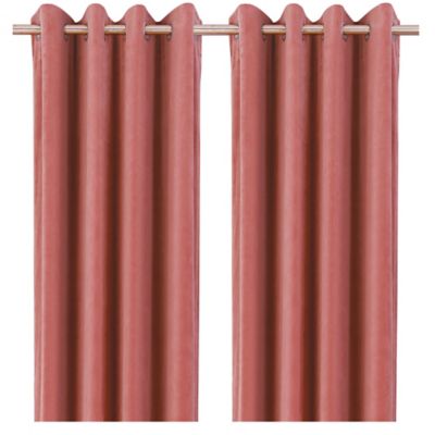 Rideau tamisant à œillets effet velours Valgreta vieux rose l.140 x H.260cm GoodHome