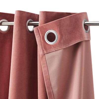 Rideau tamisant à œillets effet velours Valgreta vieux rose l.140 x H.260cm GoodHome