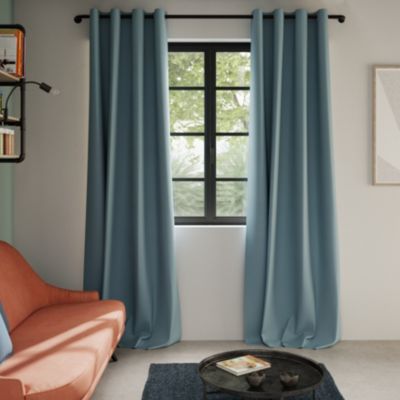 Rideau tamisant à œillets Hiva bleu l.140 x H.260cm GoodHome